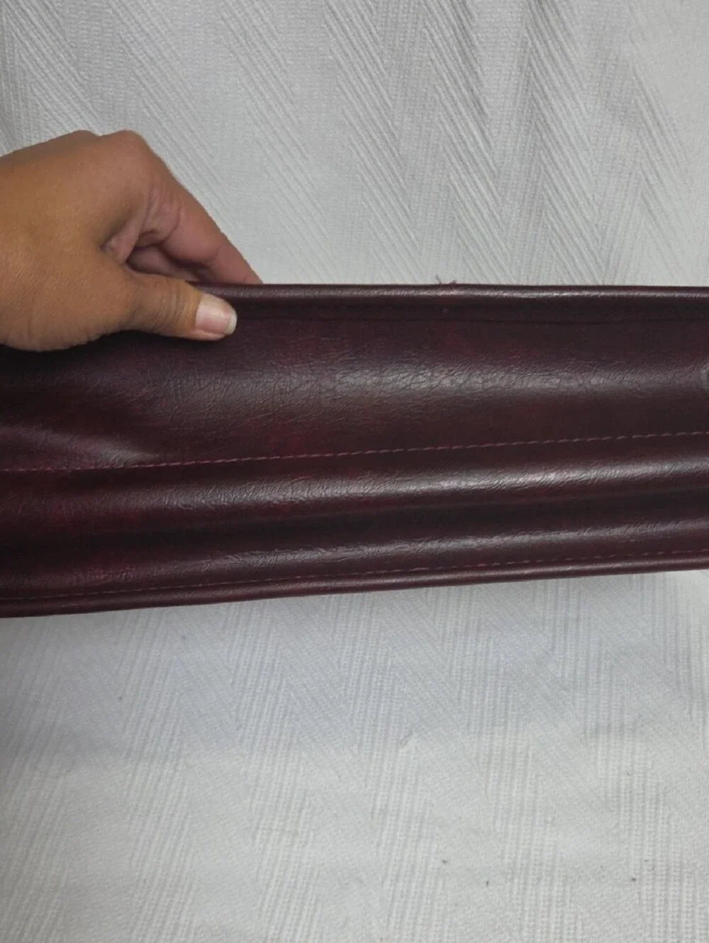 Vintage Stoops Burgundy Faux Leather Portfolio Briefcase Organizer Bag Handled